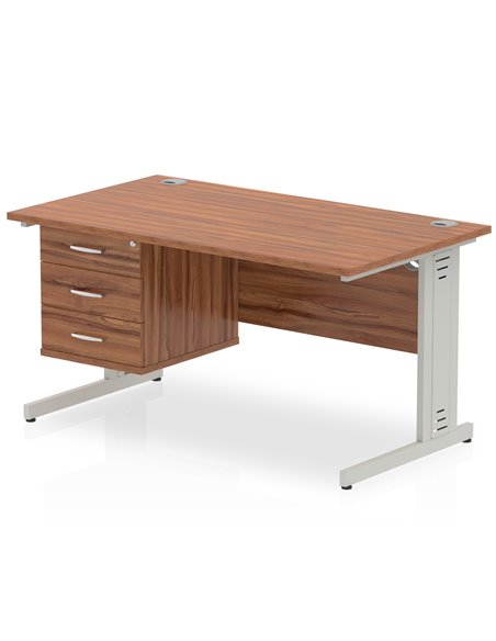 Dynamic Impulse 1400 x 800mm Straight Office Desk Walnut Top Cable Managed 1 x 3 Drawer Fixed Pedestal MI002018 - pic 74329 | FastDaddyshop