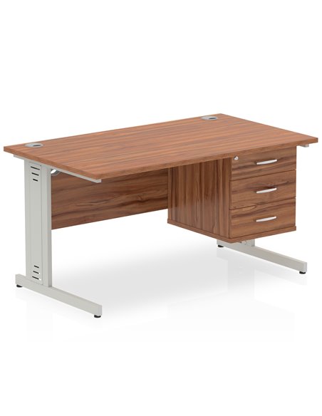 Dynamic Impulse 1400 x 800mm Straight Office Desk Walnut Top Cable Managed 1 x 3 Drawer Fixed Pedestal MI002018 - pic 74330 | FastDaddyshop