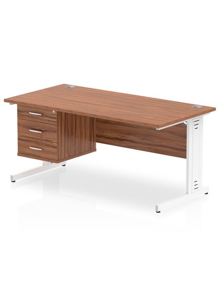 Dynamic Impulse 1600 x 800mm Straight Office Desk Walnut Top Cable Managed 1 x 3 Drawer Fixed Pedestal MI002023 - pic 74339 | FastDaddyshop