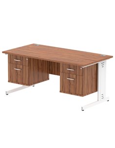 Dynamic Impulse 1600 x 800mm Straight Office Desk Walnut Top Cable Managed 2 x 2 Drawer Fixed Pedestal MI002031