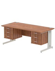 Dynamic Impulse 1800 x 800mm Straight Office Desk Walnut Top Cable Managed 2 x 3 Drawer Fixed Pedestal MI002036