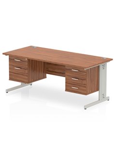 Dynamic Impulse 1600 x 800mm Straight Office Desk Walnut Top Cable Managed 1 x 2 Drawer 1 x 3 Drawer Fixed Pedestal MI002043