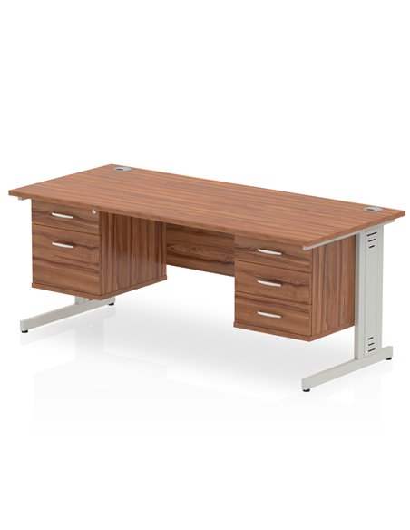 Dynamic Impulse 1600 x 800mm Straight Office Desk Walnut Top Cable Managed 1 x 2 Drawer 1 x 3 Drawer Fixed Pedestal MI002043 - pic 74351 | FastDaddyshop
