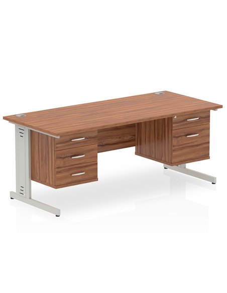 Dynamic Impulse 1800 x 800mm Straight Office Desk Walnut Top Cable Managed 1 x 2 Drawer 1 x 3 Drawer Fixed Pedestal MI002044 - pic 74354 | FastDaddyshop