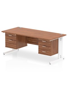 Dynamic Impulse 1600 x 800mm Straight Office Desk Walnut Top Cable Managed 1 x 2 Drawer 1 x 3 Drawer Fixed Pedestal MI002047