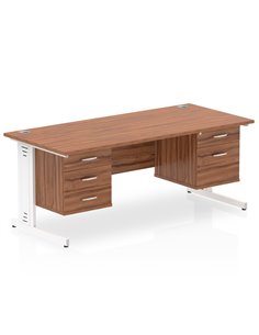 Dynamic Impulse 1800 x 800mm Straight Office Desk Walnut Top Cable Managed 1 x 2 Drawer 1 x 3 Drawer Fixed Pedestal MI002048 2