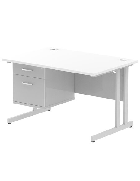 Dynamic Impulse 1200 x 800mm Straight Office Desk White Top Cantilever 1 x 2 Drawer Fixed Pedestal MI002205 - pic 74359 | FastDaddyshop