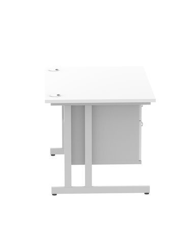Dynamic Impulse 1200 x 800mm Straight Office Desk White Top Cantilever 1 x 2 Drawer Fixed Pedestal MI002205