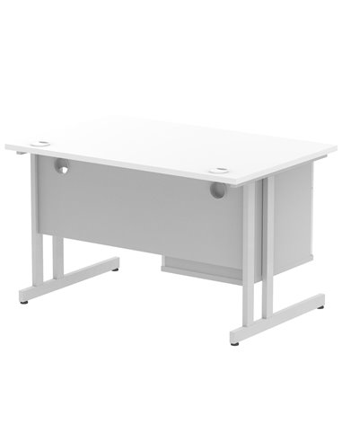 Dynamic Impulse 1200 x 800mm Straight Office Desk White Top Cantilever 1 x 2 Drawer Fixed Pedestal MI002205