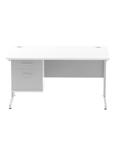 Dynamic Impulse 1400 x 800mm Straight Office Desk White Top Cantilever 1 x 2 Drawer Fixed Pedestal MI002206 2