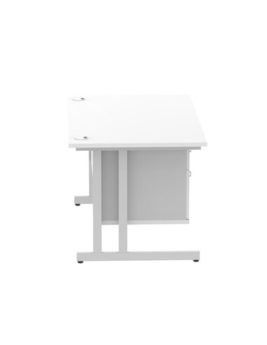Dynamic Impulse 1400 x 800mm Straight Office Desk White Top Cantilever 1 x 2 Drawer Fixed Pedestal MI002206