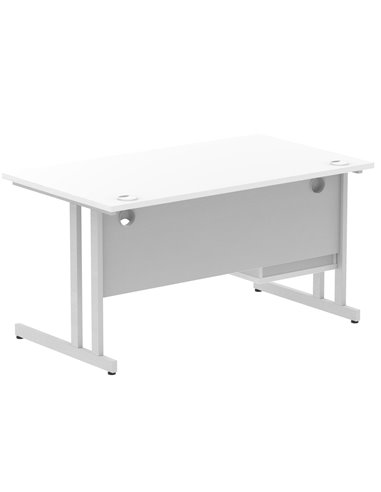 Dynamic Impulse 1400 x 800mm Straight Office Desk White Top Cantilever 1 x 2 Drawer Fixed Pedestal MI002206