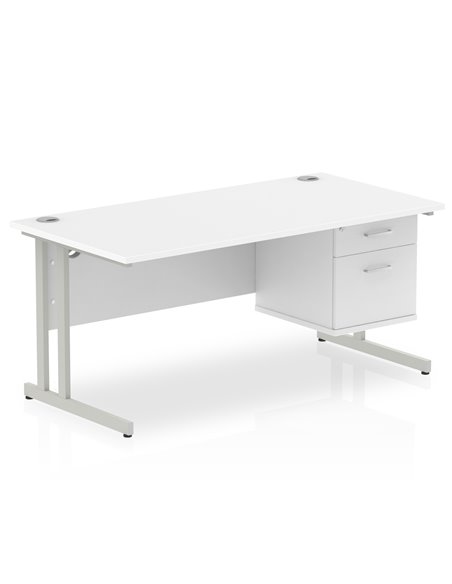 Dynamic Impulse 1600 x 800mm Straight Office Desk White Top Cantilever 1 x 2 Drawer Fixed Pedestal MI002207 - pic 74376 | FastDaddyshop