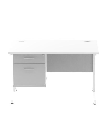 Dynamic Impulse 1200 x 800mm Straight Office Desk White Top Cantilever 1 x 2 Drawer Fixed Pedestal MI002209 - pic 74380 | FastDaddyshop