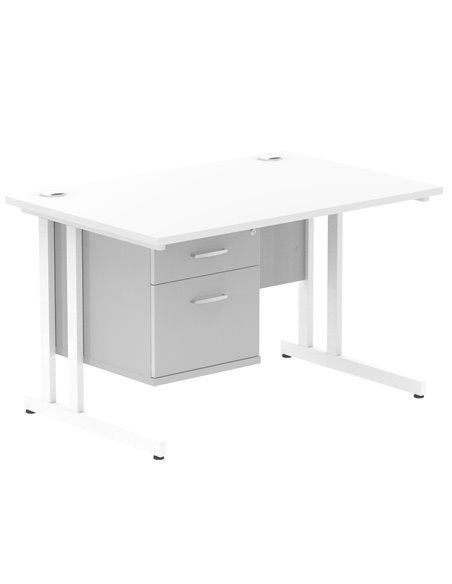 Dynamic Impulse 1200 x 800mm Straight Office Desk White Top Cantilever 1 x 2 Drawer Fixed Pedestal MI002209 - pic 74381 | FastDaddyshop