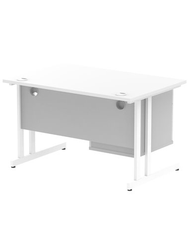 Dynamic Impulse 1200 x 800mm Straight Office Desk White Top Cantilever 1 x 2 Drawer Fixed Pedestal MI002209