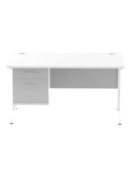 Dynamic Impulse 1400 x 800mm Straight Office Desk White Top Cantilever 1 x 2 Drawer Fixed Pedestal MI002210 - pic 74388 | FastDaddyshop