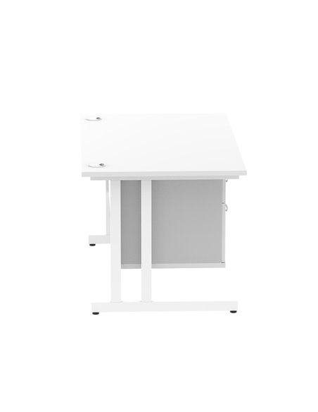 Dynamic Impulse 1400 x 800mm Straight Office Desk White Top Cantilever 1 x 2 Drawer Fixed Pedestal MI002210 - pic 74390 | FastDaddyshop