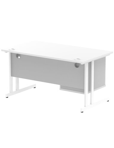 Dynamic Impulse 1400 x 800mm Straight Office Desk White Top Cantilever 1 x 2 Drawer Fixed Pedestal MI002210