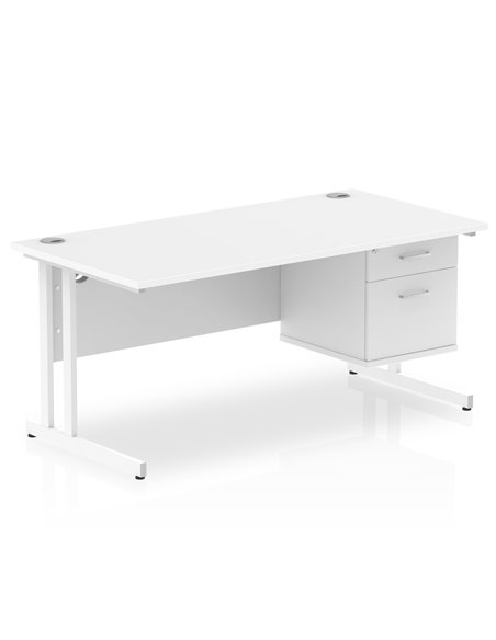 Dynamic Impulse 1600 x 800mm Straight Office Desk White Top Cantilever 1 x 2 Drawer Fixed Pedestal MI002211 - pic 74396 | FastDaddyshop