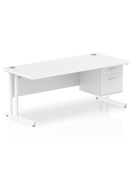 Dynamic Impulse 1800 x 800mm Straight Office Desk White Top Cantilever 1 x 2 Drawer Fixed Pedestal MI002212 - pic 74398 | FastDaddyshop