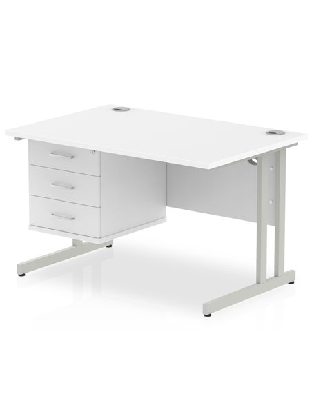 Dynamic Impulse 1200 x 800mm Straight Office Desk White Top Cantilever 1 x 3 Drawer Fixed Pedestal MI002213 - pic 74399 | FastDaddyshop