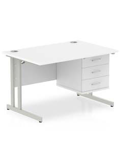 Dynamic Impulse 1200 x 800mm Straight Office Desk White Top Cantilever 1 x 3 Drawer Fixed Pedestal MI002213 2