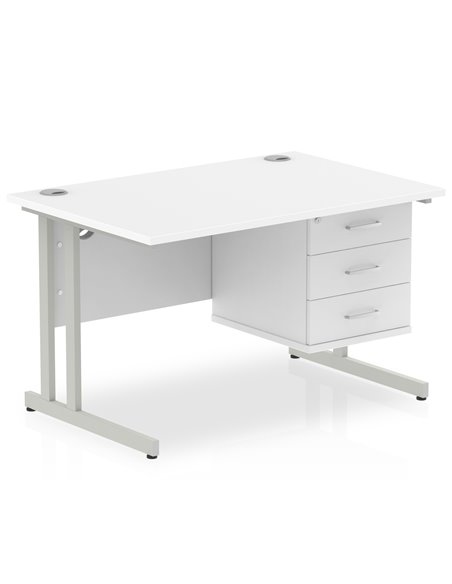 Dynamic Impulse 1200 x 800mm Straight Office Desk White Top Cantilever 1 x 3 Drawer Fixed Pedestal MI002213 - pic 74400 | FastDaddyshop