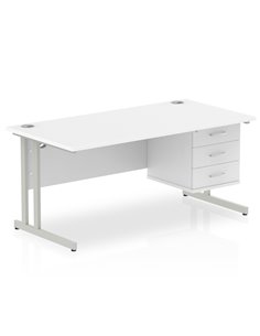 Dynamic Impulse 1600 x 800mm Straight Office Desk White Top Cantilever 1 x 3 Drawer Fixed Pedestal MI002215 2