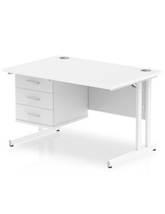 Dynamic Impulse 1200 x 800mm Straight Office Desk White Top Cantilever 1 x 3 Drawer Fixed Pedestal MI002217