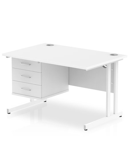Dynamic Impulse 1200 x 800mm Straight Office Desk White Top Cantilever 1 x 3 Drawer Fixed Pedestal MI002217 - pic 74407 | FastDaddyshop