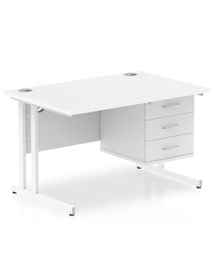 Dynamic Impulse 1200 x 800mm Straight Office Desk White Top Cantilever 1 x 3 Drawer Fixed Pedestal MI002217 2