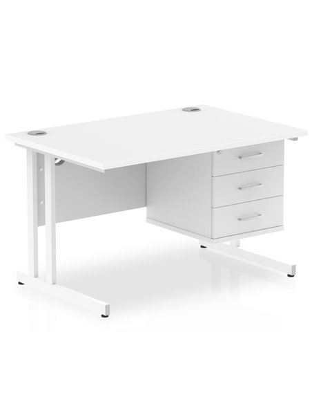 Dynamic Impulse 1200 x 800mm Straight Office Desk White Top Cantilever 1 x 3 Drawer Fixed Pedestal MI002217 - pic 74408 | FastDaddyshop