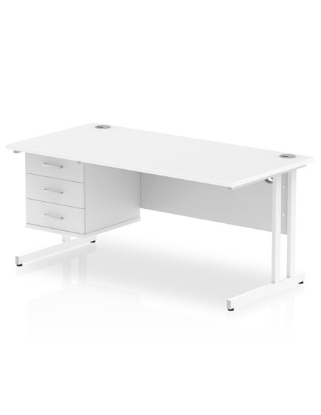 Dynamic Impulse 1600 x 800mm Straight Office Desk White Top Cantilever 1 x 3 Drawer Fixed Pedestal MI002219 - pic 74411 | FastDaddyshop