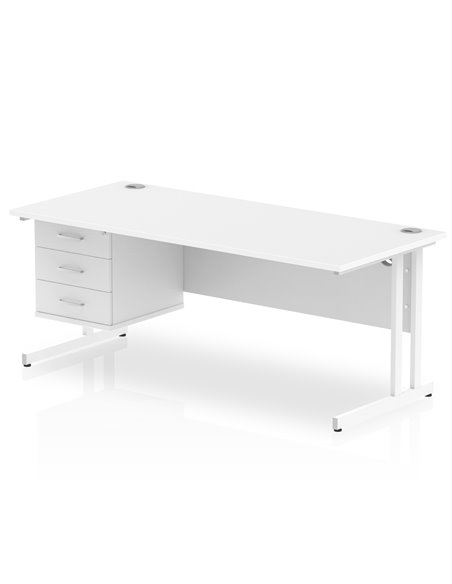 Dynamic Impulse 1800 x 800mm Straight Office Desk White Top Cantilever 1 x 3 Drawer Fixed Pedestal MI002220 - pic 74413 | FastDaddyshop