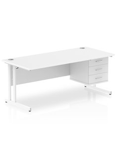 Dynamic Impulse 1800 x 800mm Straight Office Desk White Top Cantilever 1 x 3 Drawer Fixed Pedestal MI002220 2