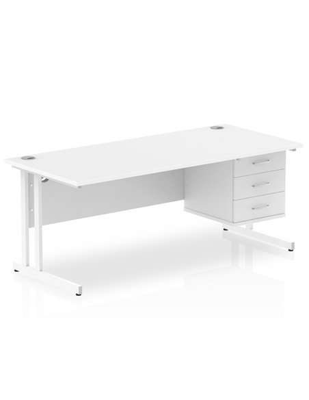 Dynamic Impulse 1800 x 800mm Straight Office Desk White Top Cantilever 1 x 3 Drawer Fixed Pedestal MI002220 - pic 74414 | FastDaddyshop