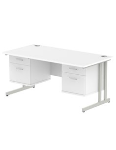 Dynamic Impulse 1600 x 800mm Straight Office Desk White Top Cantilever 2 x 2 Drawer Fixed Pedestal MI002223