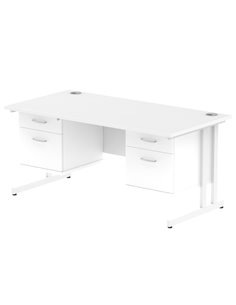 Dynamic Impulse 1600 x 800mm Straight Office Desk White Top Cantilever 2 x 2 Drawer Fixed Pedestal MI002227
