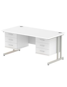 Dynamic Impulse 1600 x 800mm Straight Office Desk White Top Cantilever 2 x 3 Drawer Fixed Pedestal MI002231