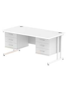 Dynamic Impulse 1600 x 800mm Straight Office Desk White Top Cantilever 2 x 3 Drawer Fixed Pedestal MI002235