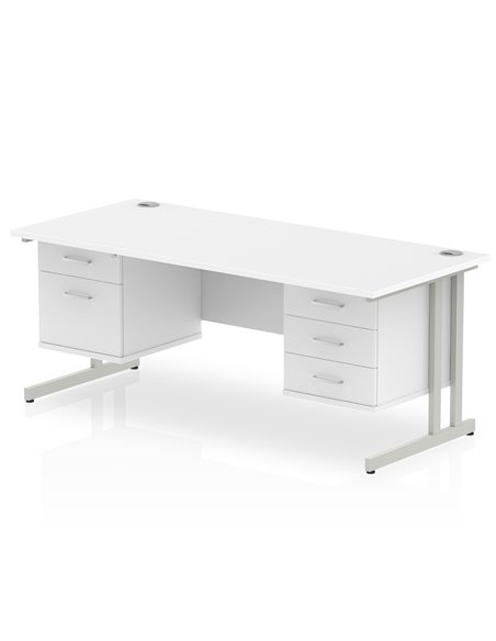 Dynamic Impulse 1600 x 800mm Straight Office Desk White Top Cantilever 1 x 2 Drawer 1 x 3 Drawer Fixed Pedestal MI002239 - pic 74423 | FastDaddyshop