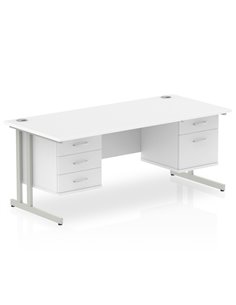 Dynamic Impulse 1600 x 800mm Straight Office Desk White Top Cantilever 1 x 2 Drawer 1 x 3 Drawer Fixed Pedestal MI002239 2