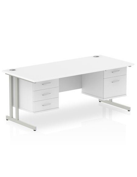 Dynamic Impulse 1600 x 800mm Straight Office Desk White Top Cantilever 1 x 2 Drawer 1 x 3 Drawer Fixed Pedestal MI002239 - pic 74424 | FastDaddyshop
