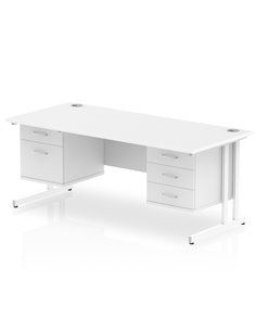 Dynamic Impulse 1600 x 800mm Straight Office Desk White Top Cantilever 1 x 2 Drawer 1 x 3 Drawer Fixed Pedestal MI002243