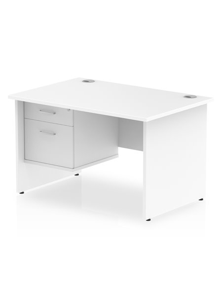 Dynamic Impulse 1200 x 800mm Straight Office Desk White Top Panel End 1 x 2 Drawer Fixed Pedestal MI002250 - pic 74431 | FastDaddyshop