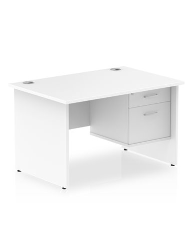 Dynamic Impulse 1200 x 800mm Straight Office Desk White Top Panel End 1 x 2 Drawer Fixed Pedestal MI002250