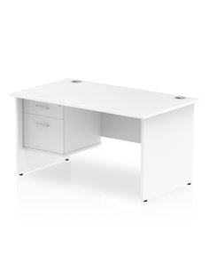 Dynamic Impulse 1400 x 800mm Straight Office Desk White Top Panel End 1 x 2 Drawer Fixed Pedestal MI002251