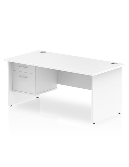 Dynamic Impulse 1600 x 800mm Straight Office Desk White Top Panel End 1 x 2 Drawer Fixed Pedestal MI002252 - pic 74435 | FastDaddyshop