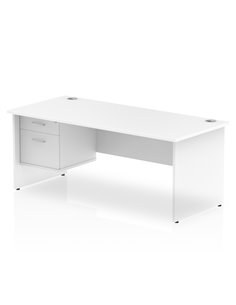 Dynamic Impulse 1800 x 800mm Straight Office Desk White Top Panel End 1 x 2 Drawer Fixed Pedestal MI002253